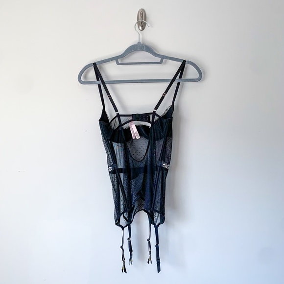 Victoria's Secret Black Mesh Bustier with Rhinestone Bow - Picture 6 of 6